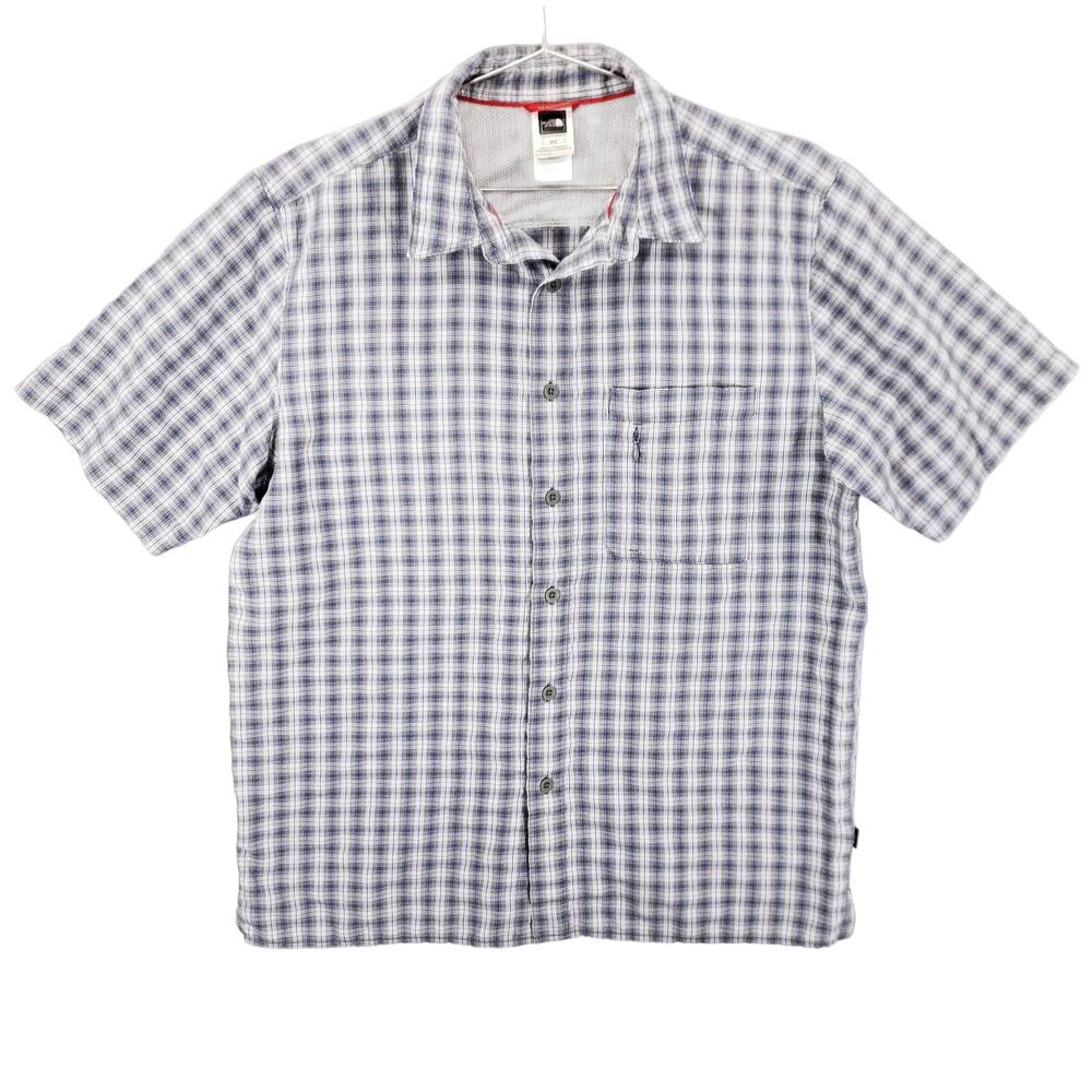 The North Face Shirt Mens M Gray Short Sleeve Outdoor Performance Vent Button Up